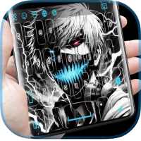 Neon Anime Mask Man Keyboard